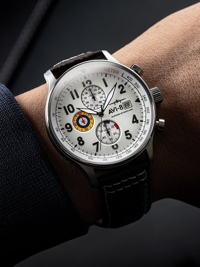 AVI-8 Hawker Hurricane Classic Chronograph Classic White angled shot picture