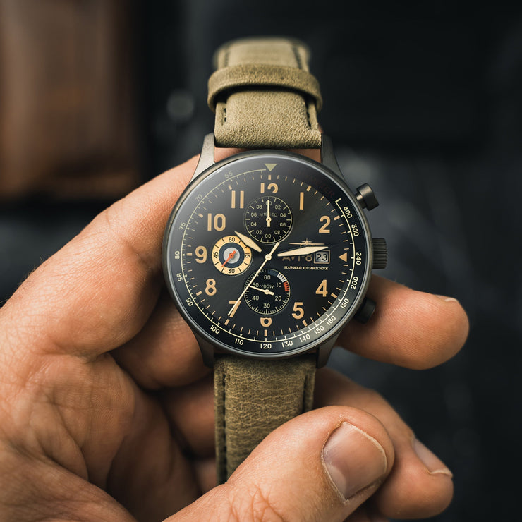 AVI - 8 Hawker Hurricane Classic Chronograph Dark Earth - Watches.com - AV - 4011 - 0E