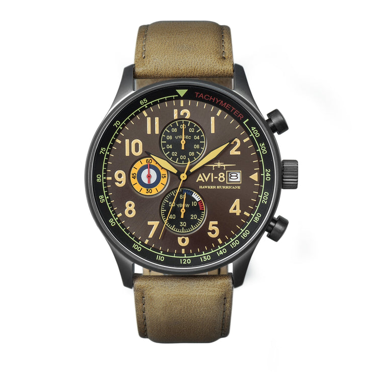 AVI - 8 Hawker Hurricane Classic Chronograph Dark Earth - Watches.com - AV - 4011 - 0E