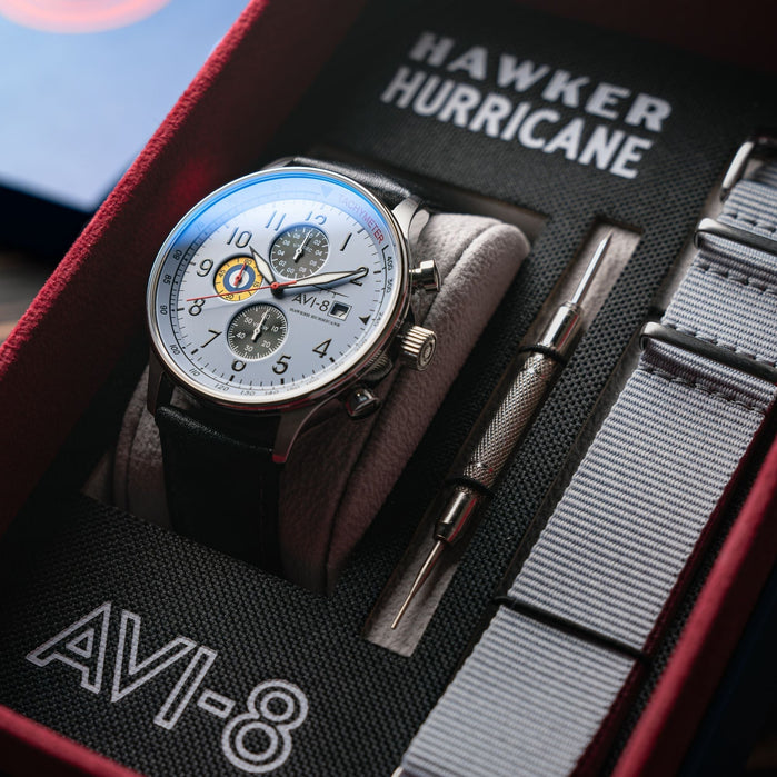 AVI-8 Hawker Hurricane Classic Chronograph Faded Blue angled shot picture