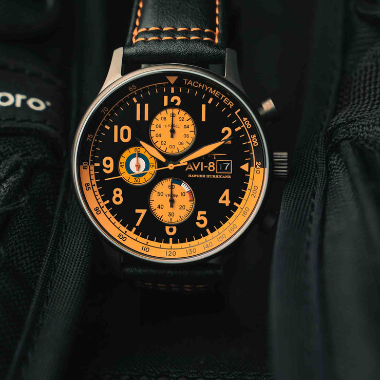 AVI - 8 Hawker Hurricane Classic Chronograph Noire - Watches.com - AV - 4011 - 0R