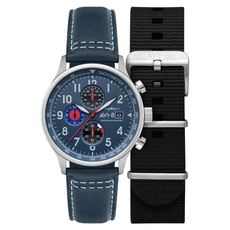 AVI - 8 Hawker Hurricane Classic Chronograph Opal Blue - Watches.com - AV - 4011 - 1A