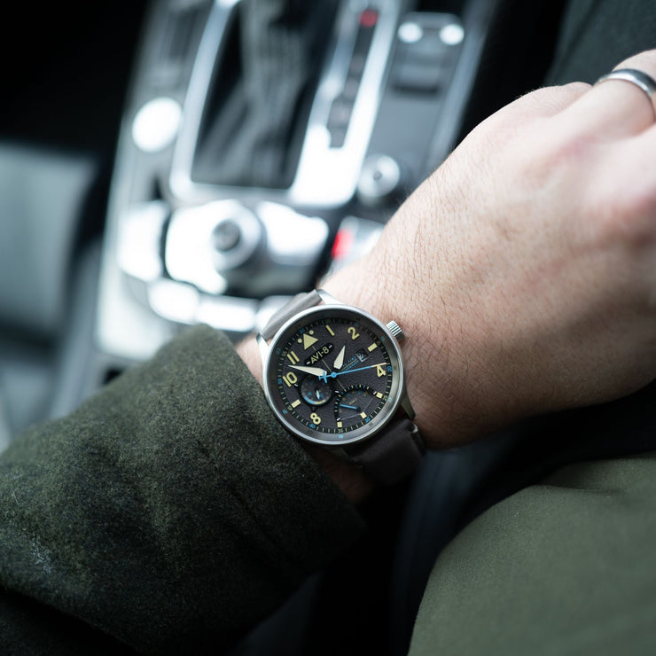 AVI - 8 Hawker Hurricane Mckellar Dual Time Ash Grey - Watches.com - AV - 4101 - 09