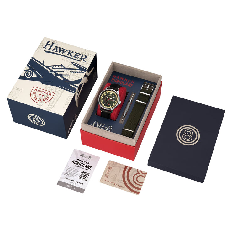 AVI - 8 Hawker Hurricane Mckellar Dual Time Gothic Green - Watches.com - AV - 4101 - 0A