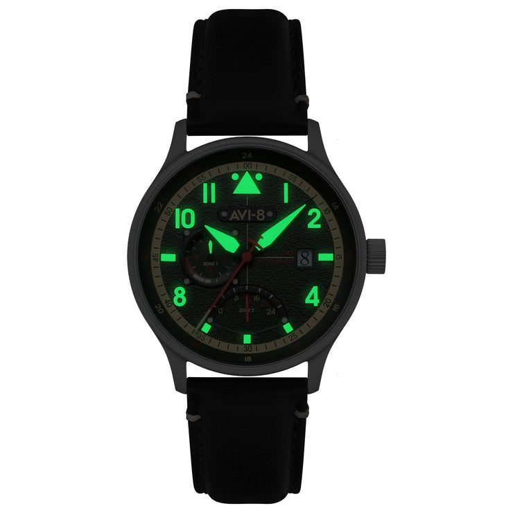 AVI - 8 Hawker Hurricane Mckellar Dual Time Gothic Green - Watches.com - AV - 4101 - 0A