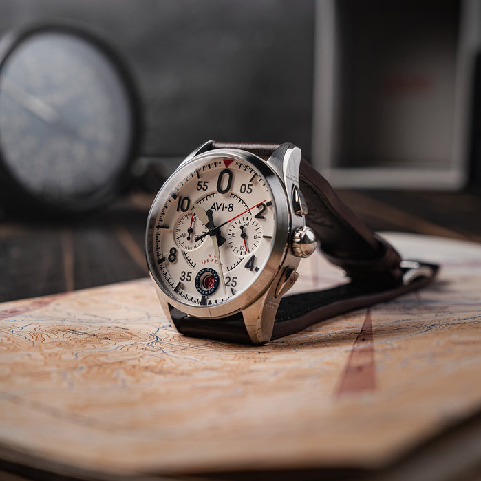 AVI-8 Spitfire Lock Chronograph Aircraft White angled shot picture