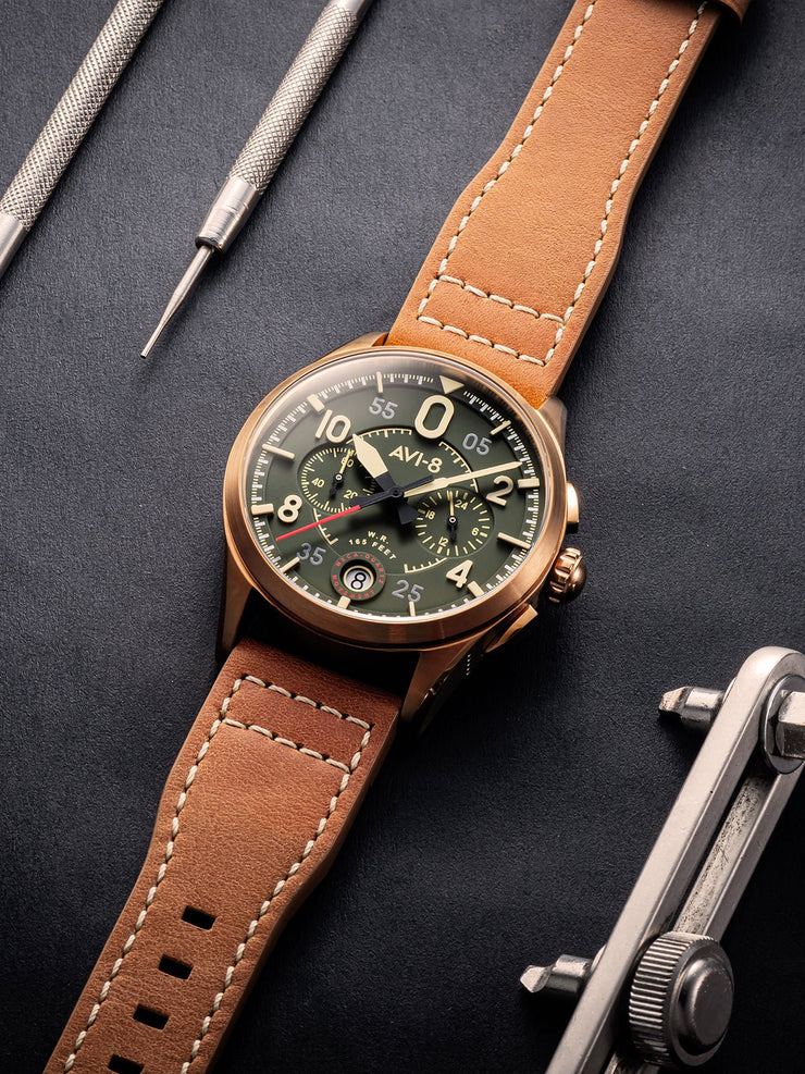 AVI - 8 Spitfire Lock Chronograph Bronze Green - Watches.com - AV - 4089 - 02