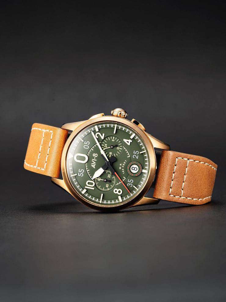 AVI - 8 Spitfire Lock Chronograph Bronze Green - Watches.com - AV - 4089 - 02