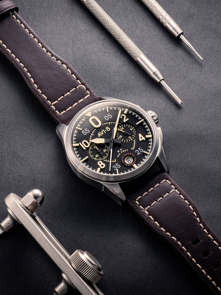 AVI - 8 Spitfire Lock Chronograph Midnight Oak - Watches.com - AV - 4089 - 01