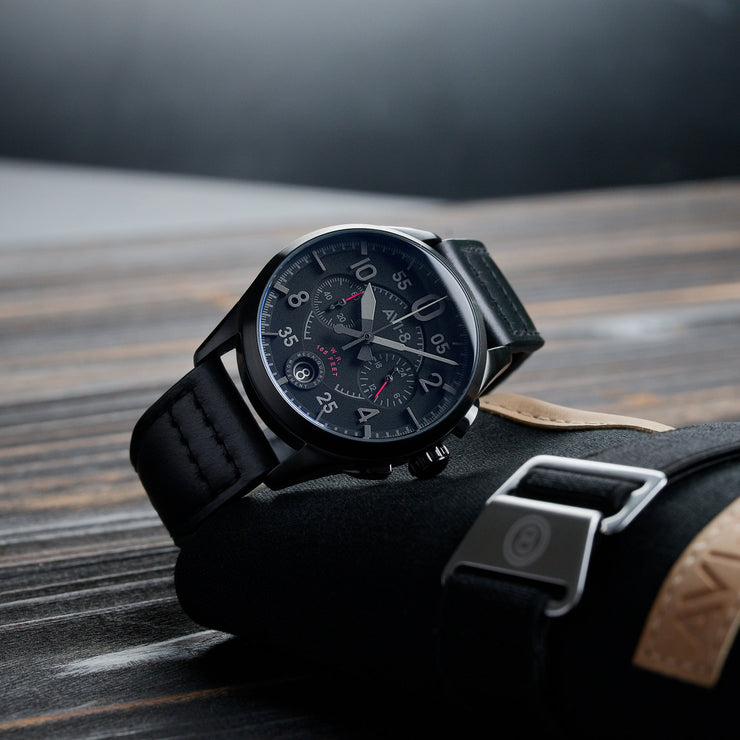 AVI - 8 Spitfire Lock Chronograph Slate Black - Watches.com - AV - 4089 - 03