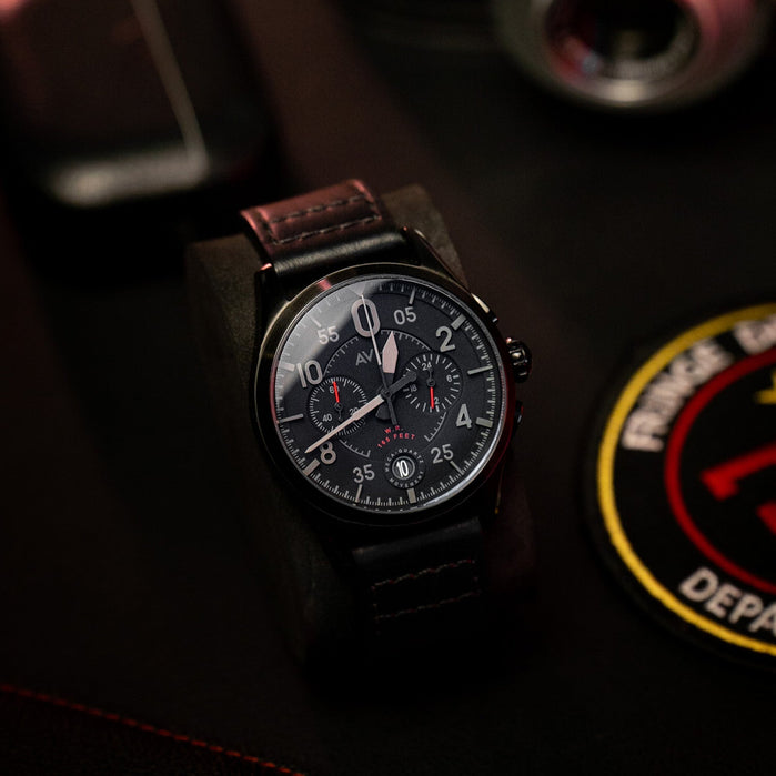 AVI-8 Spitfire Lock Chronograph Slate Black angled shot picture