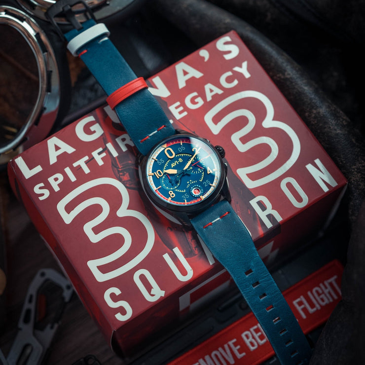 AVI - 8 Spitfire P8331 Laguna Chrono Sumatra Blue Limited Edition - Watches.com - AV - 4105 - 01