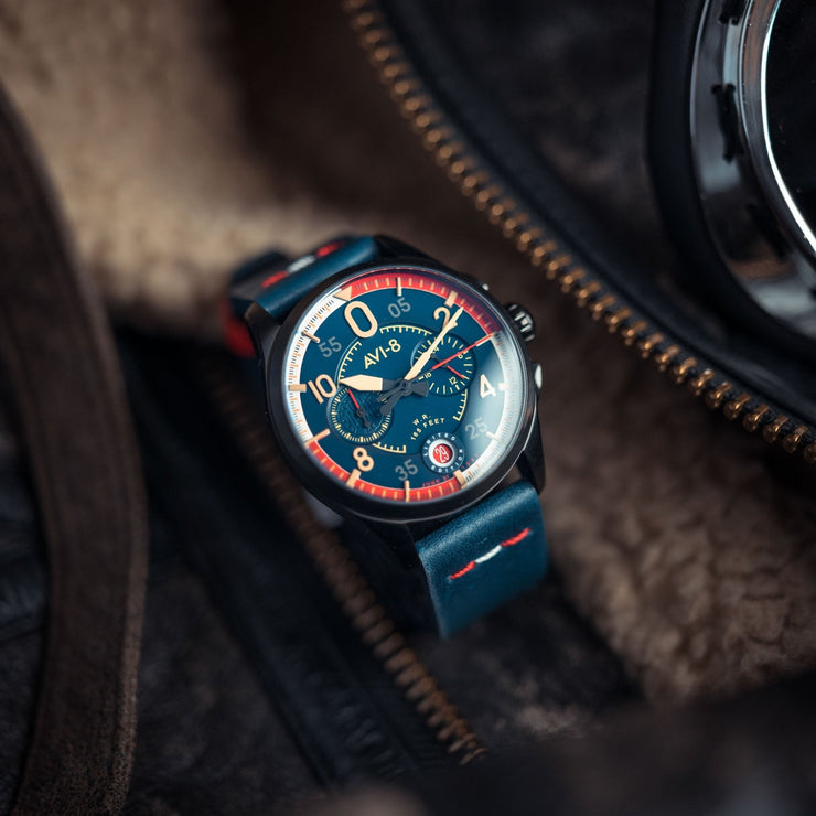 AVI - 8 Spitfire P8331 Laguna Chrono Sumatra Blue Limited Edition - Watches.com - AV - 4105 - 01