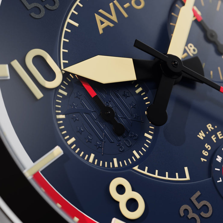 AVI - 8 Spitfire P8331 Laguna Chrono Sumatra Blue Limited Edition - Watches.com - AV - 4105 - 01