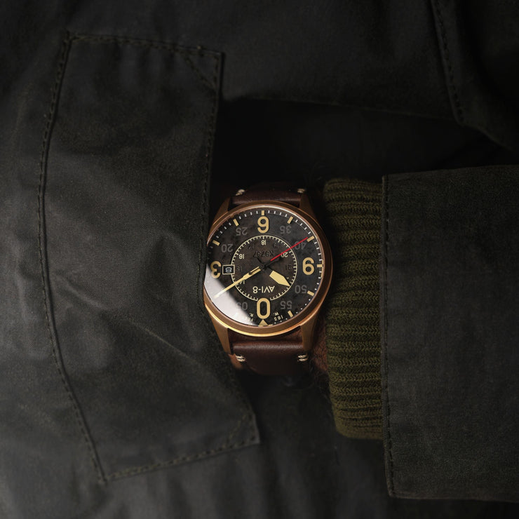 AVI - 8 Spitfire Smith Automatic Distressed Black - Watches.com - AV - 4090 - 06