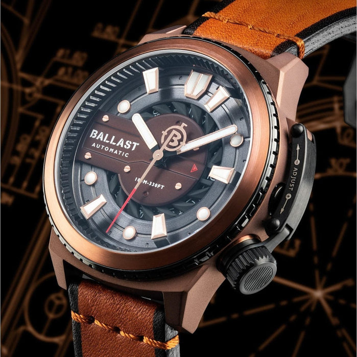 Ballast Trafalgar Titanium Automatic Rose Gold Brown angled shot picture