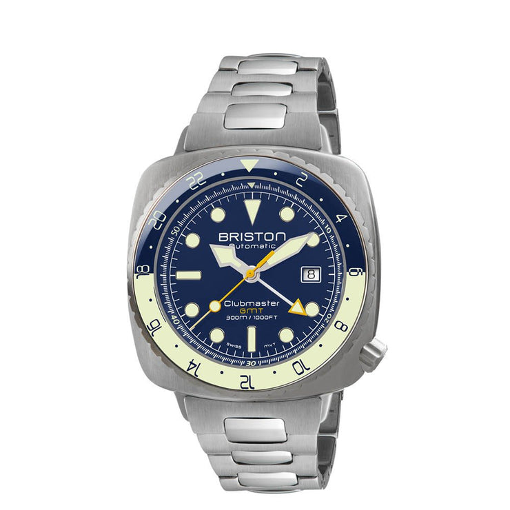 Briston Clubmaster Diver Pro Swiss Automatic GMT Blue SS - Watches.com - 24844.S.GP.15.SB