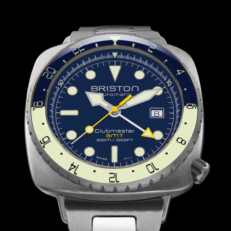 Briston Clubmaster Diver Pro Swiss Automatic GMT Blue SS - Watches.com - 24844.S.GP.15.SB