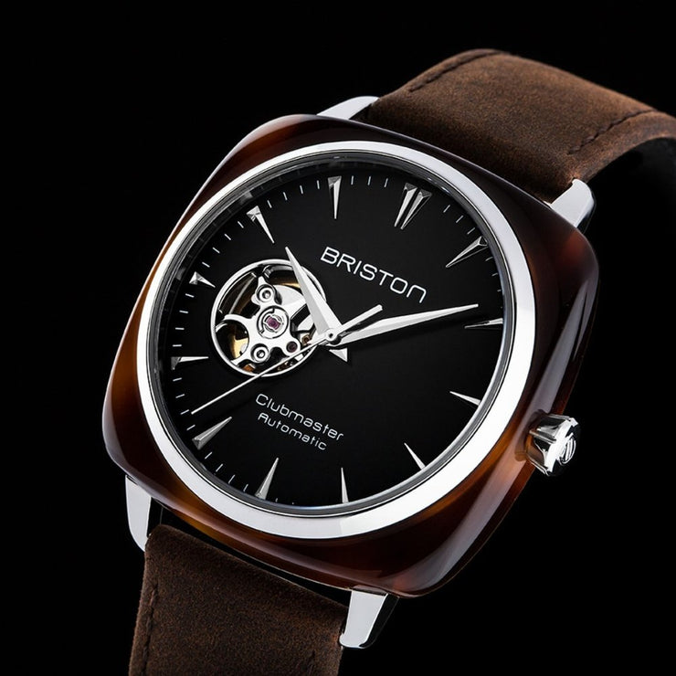 Briston Clubmaster Iconic Open HMS Automatic Black - Watches.com - 18740.SA.TI.1.LVC