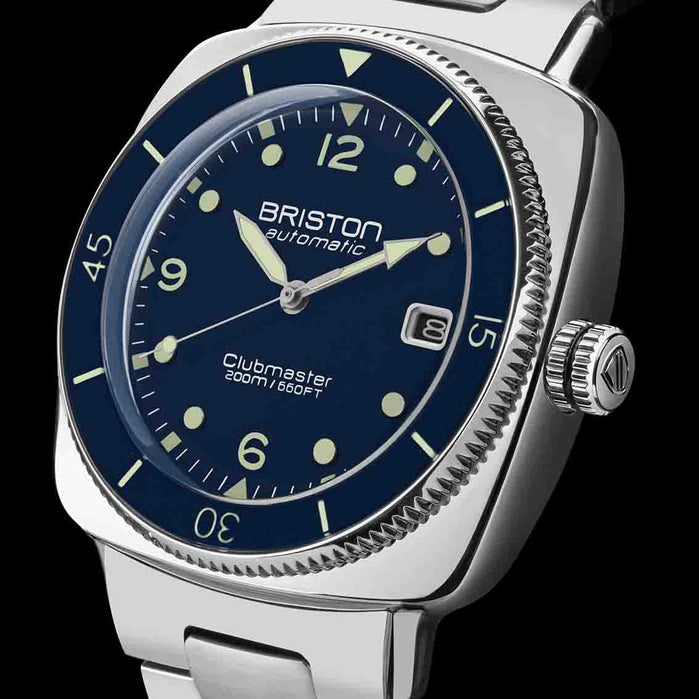 Briston Clubmaster Legend Automatic Diver Navy Blue SS angled shot picture