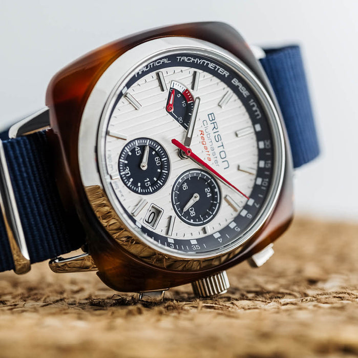 Briston Clubmaster Regatta Chrono White angled shot picture