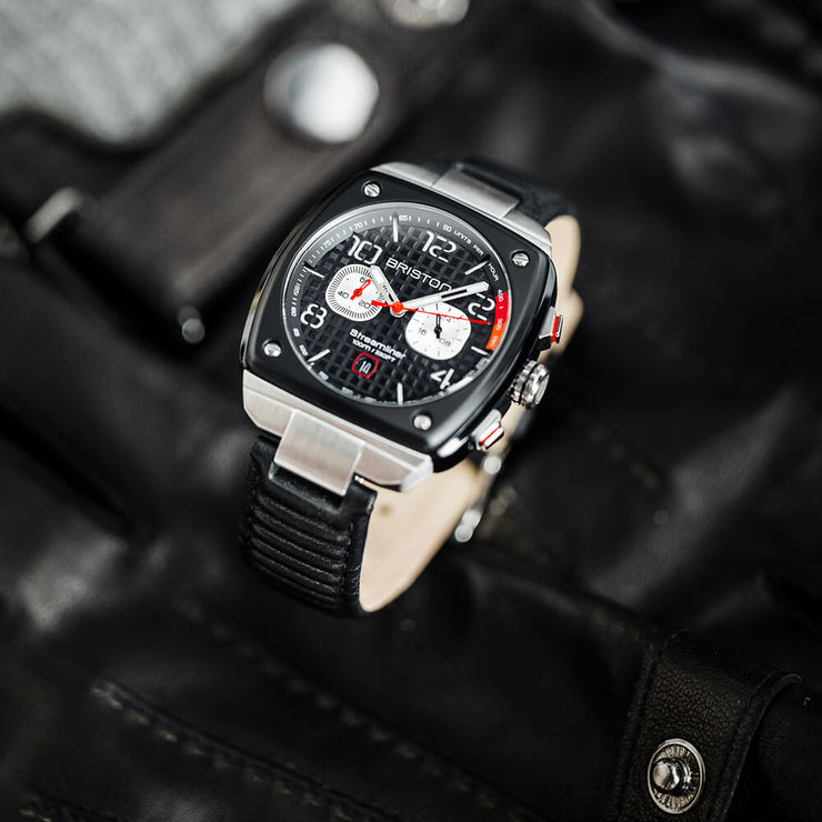 Briston Streamliner Gentleman Driver Chrono Black Acetate Black Leather - Watches.com - 24142.SA.B.1.LB