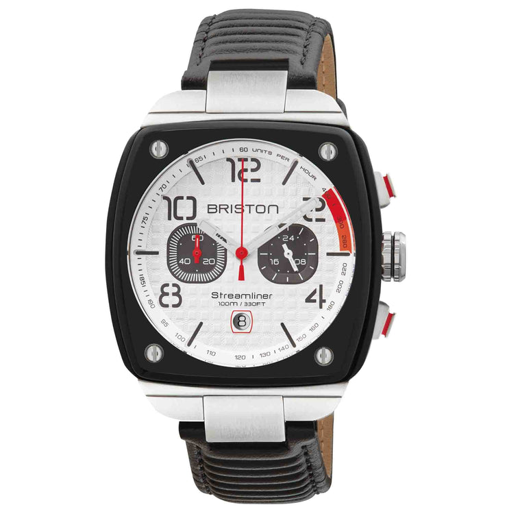 Briston Streamliner Gentleman Driver Chrono Black Acetate White - Watches.com - 24142.SA.B.2.LB