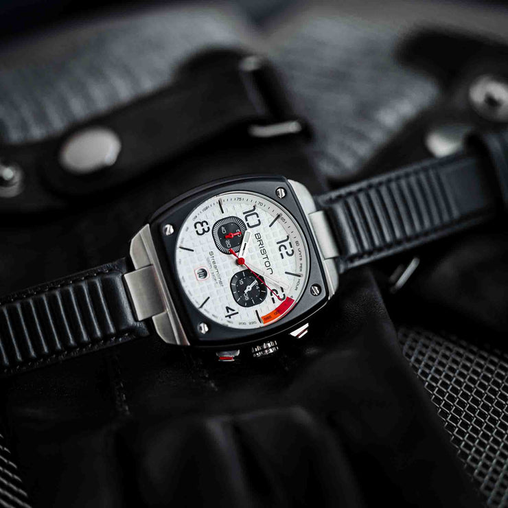 Briston Streamliner Gentleman Driver Chrono Black Acetate White - Watches.com - 24142.SA.B.2.LB