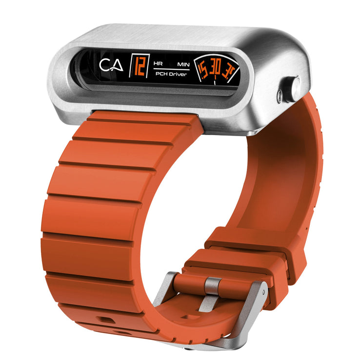 CA PCH Driver Jump Hour Brushed Silver Sunset Orange - Watches.com - PCH - 1139 - 16R