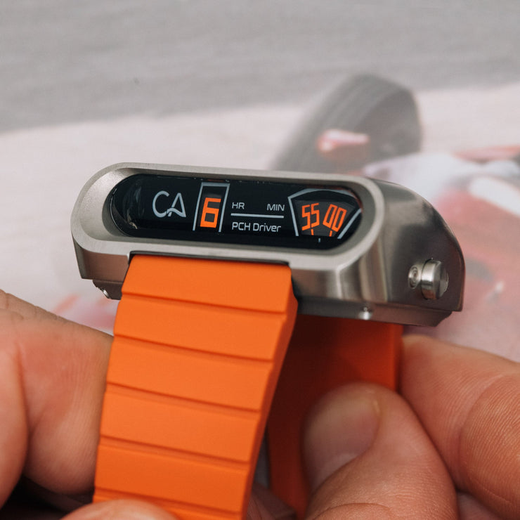 CA PCH Driver Jump Hour Brushed Silver Sunset Orange - Watches.com - PCH - 1139 - 16R