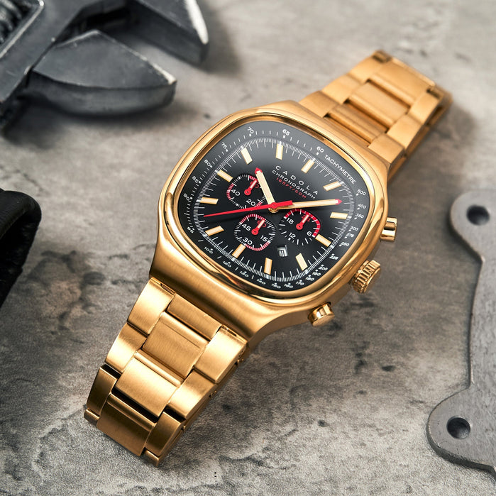 Cadola Hulme Chronograph Black Gold angled shot picture