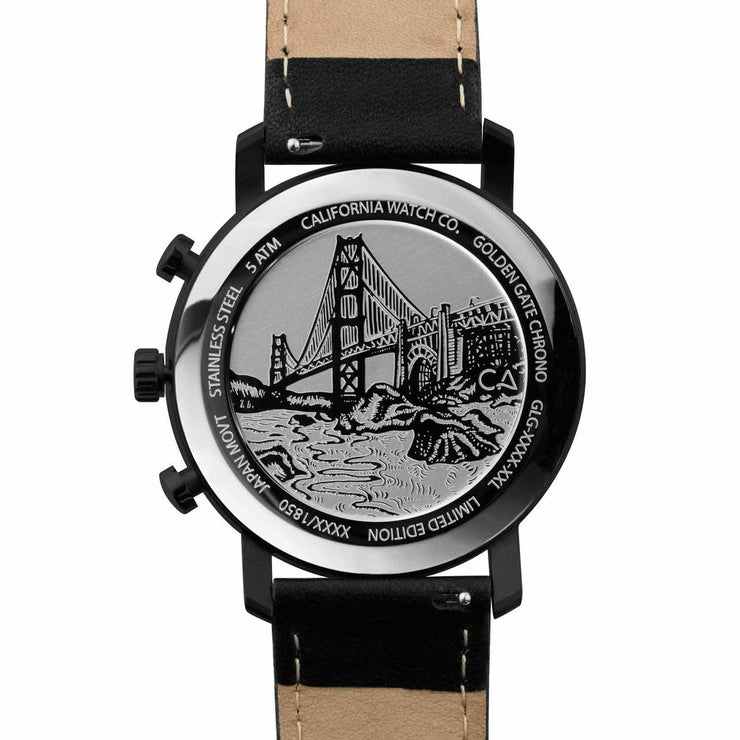 California Watch Co. Golden Gate Chrono Leather All Black Gold - Watches.com - GLG - 3335 - 03L