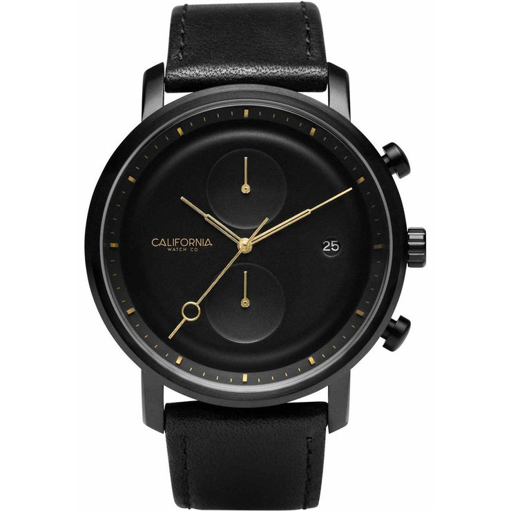 California Watch Co. Golden Gate Chrono Leather All Black Gold - Watches.com - GLG - 3335 - 03L