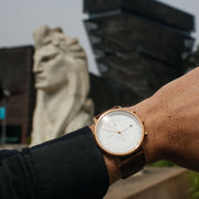 California Watch Co. Golden Gate Chrono Leather Rose Gold White - Watches.com - GLG - 4404 - 13L