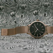 California Watch Co. Laguna 34 Mesh Rose Gold Black - Watches.com - LGW - 4434 - 04M