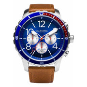 California Watch Co. Mavericks Chrono Leather Brown Navy Red - Watches.com - MVK - 1178 - 21L