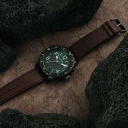 California Watch Co. Mavericks Chrono Leather Dark Brown Green - Watches.com - MVK - 2239 - 13L