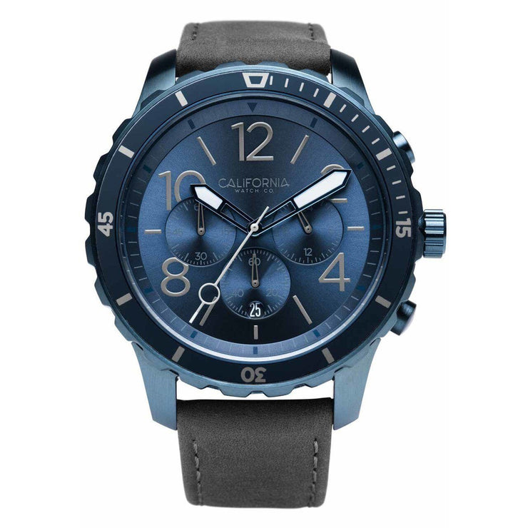 California Watch Co. Mavericks Chrono Leather Deep Blue Gray - Watches.com - MVK - 7772 - 11L