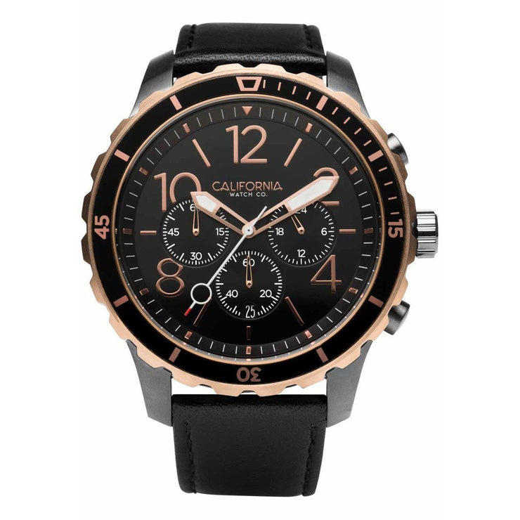 California Watch Co. Mavericks Chrono Leather Gunmetal Rose Gold - Watches.com - MVK - 2434 - 03L