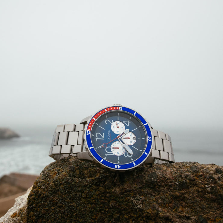 California Watch Co. Mavericks Chrono SS Navy Red - Watches.com - MVK - 1178 - 01B