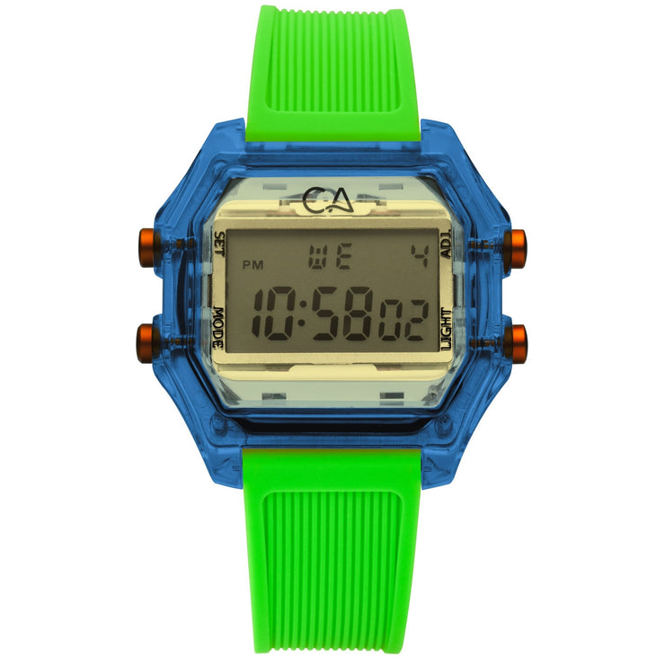 California Watch Co. Venice Beach Digital Blue Yellow Lime - Watches.com - VNB - 7789 - 36R