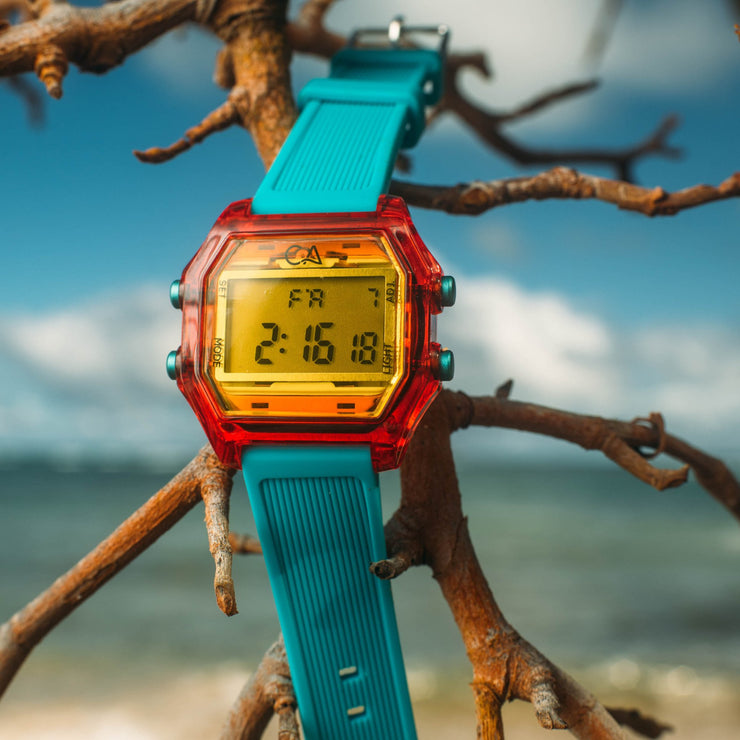 California Watch Co. Venice Beach Digital Red Yellow Teal - Watches.com - VNB - 8879 - 32R