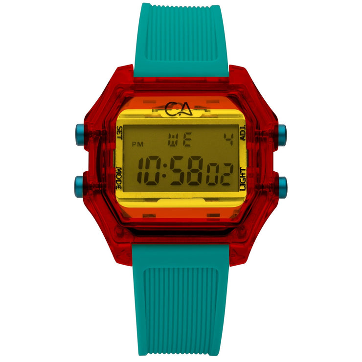 California Watch Co. Venice Beach Digital Red Yellow Teal - Watches.com - VNB - 8879 - 32R