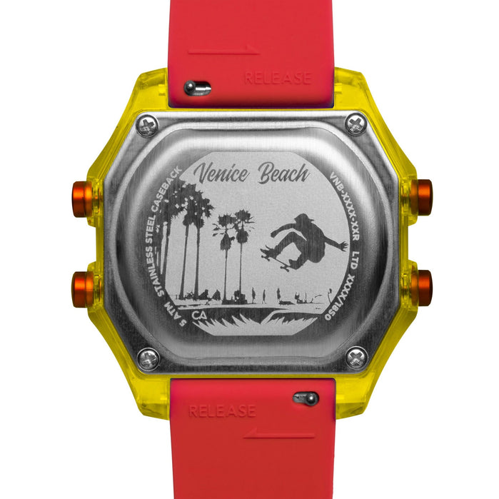 California Watch Co. Venice Beach Digital Yellow Blue Red angled shot picture