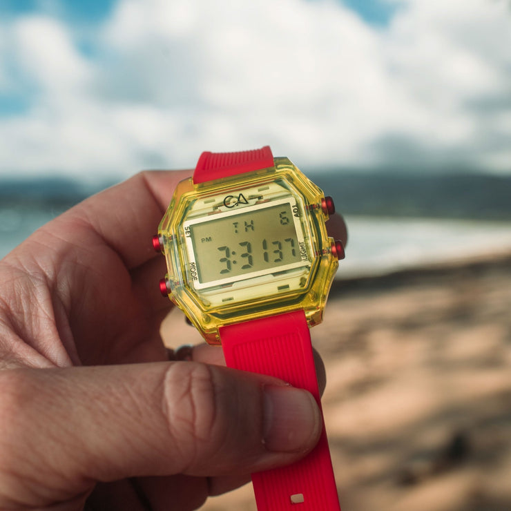 California Watch Co. Venice Beach Digital Yellow Red - Watches.com - VNB - 9989 - 08R