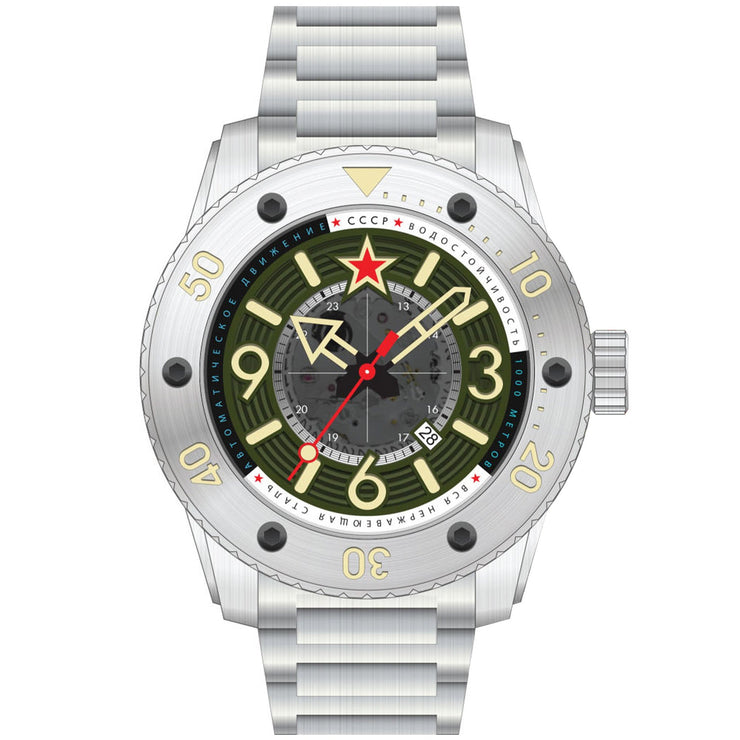 CCCP Naval Barrakuda Automatic Green - Watches.com - CP - 7094 - 33