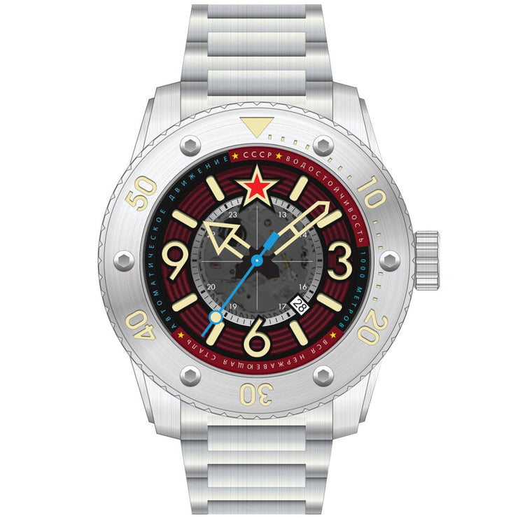 CCCP Naval Barrakuda Automatic Red - Watches.com - CP - 7094 - 44