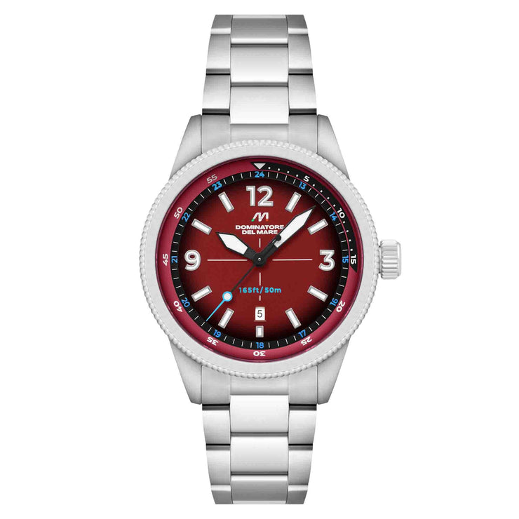 Dominatore Del Mare Aviatore Smoke Crimson SS - Watches.com - DD - 8021 - 88