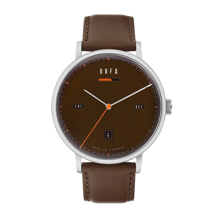 Dufa Aalto Power Reserve Automatic Cognac Brown angled shot picture