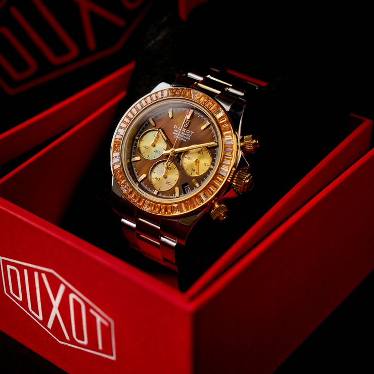 Duxot Accelero Rainbow Chronograph Pearl Brown - Watches.com - DX - 2064 - 77